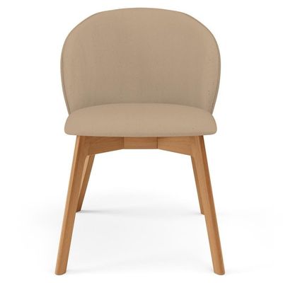 Kit 05 Cadeiras De Jantar E Estar Living Estofada Mia L02 Linho Bege Escuro - Lyam Decor