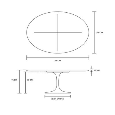 Mesa de Jantar Saarinen Oval 180x100 cm Laqueada Branco