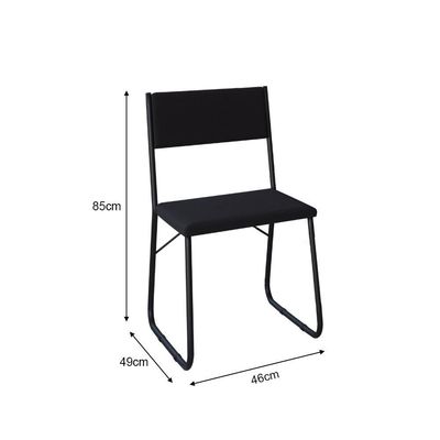 Mesa Jantar Paraty 137cm Tampo Preto Com 4 Cadeiras Angra Estofadas Pretas