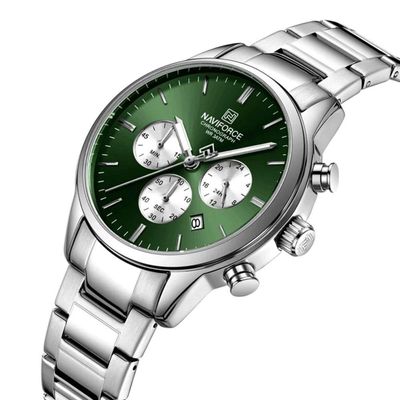 Relogio Masculino Esportivo Casual Quartzo Em Aço Inoxidável 30m À Prova Da Água Verde