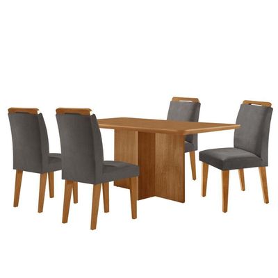 Mesa Olimpia 120 Mdf Com 4 Cadeiras Athenas Veludo Grafite Naturalle
