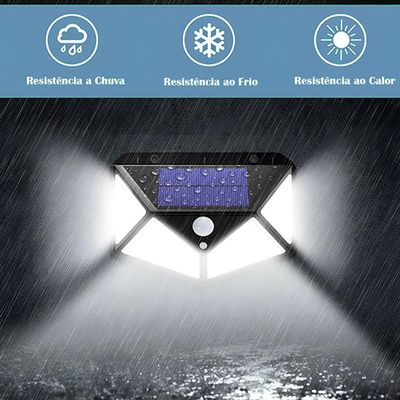 Luminária Solar 100 Leds Sensor De Movimento Lâmpada Com 3 Funções área Externa Jardim Ip65