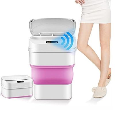 Lixeira Automatica Inteligente Sensor Smart Cesto Retratil A Prova D Agua Viagem Camping Rosa