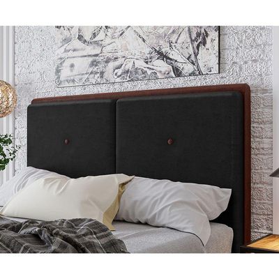 Cabeceira Estofada Queen 160 Cm Coral Veludo Preto