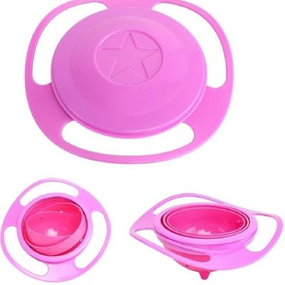 Comedouro Portátil Giratório Animais Domésticos Prato Antibagunça Tigela Pet Cachorro Gato Rosa
