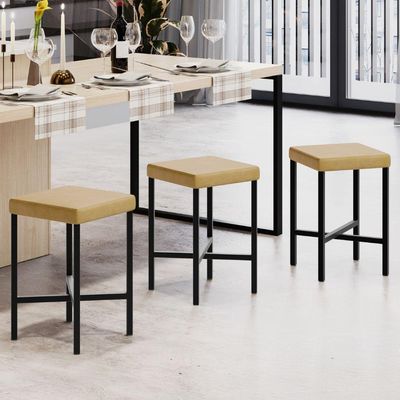 Kit 06 Banquetas Baixa Bar Cozinha Sala De Jantar Preto Stella L02 Couríssimo Fendi - Lyam Decor