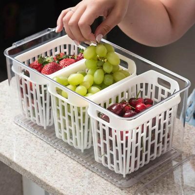 Kit Organizador de Geladeira 6L e 3,2L Cestos Internos Coza Dry Escorredor Frutas Vegetais