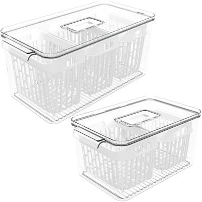 Kit Organizador de Geladeira 6L e 3,2L Cestos Internos Coza Dry Escorredor Frutas Vegetais