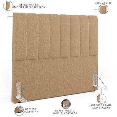 Cabeceira Cama Box Casal 140 cm Dália W01 Bouclê Mostarda - Lyam Decor