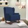 Poltrona De Amamentação Com Balanço Malu Base De Madeira P02 Suede Azul Marinho - Lyam Decor