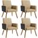 Kit 04 Poltronas Decorativa Maria W01 Pés Palito Linho Bege Escuro Couríssimo Preto - Lyam Decor