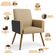 Kit 04 Poltronas Decorativa Maria W01 Pés Palito Linho Bege Escuro Couríssimo Preto - Lyam Decor