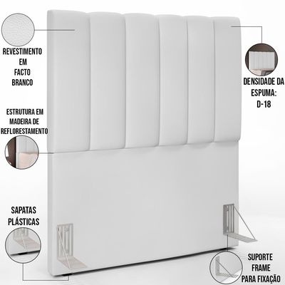 Cabeceira Cama Box Solteiro 100 cm Dália W01 Facto Branco - Lyam Decor