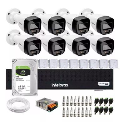 Kit 8 Cameras 1120b Full Color Intelbras Dvr 8ch Intelbras Hd 1 Tb
