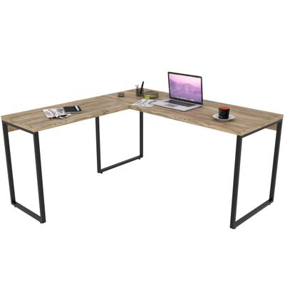Kit 02 Mesas Para Escritório Home Office Estilo Industrial L Form C01 150x150 Carvalho - Lyam Decor