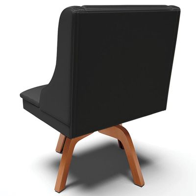 Kit 3 Cadeiras Decorativas Sala de Jantar Base Giratória de Madeira Firenze PU Preto Fosco/Natural G19 - Gran Belo
