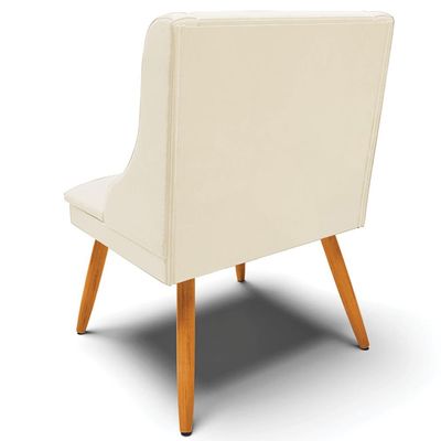 Kit 3 Cadeiras Decorativas Sala de Jantar Pés Palito de Madeira Firenze Veludo Bege/Natural G19 - Gran Belo