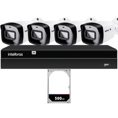 Kit 4 Câmeras IP Vipc 1230B Intelbras NVD 1404P HD 500GB