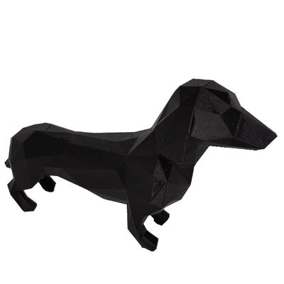 Salsicha Dachshund 21cm Cachorro 3D Objeto Decorativo Preto