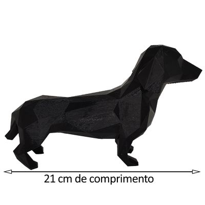 Salsicha Dachshund 21cm Cachorro 3D Objeto Decorativo Preto