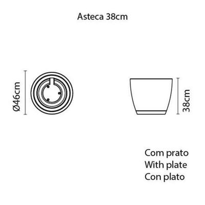 Vaso Tramontina Asteca Em Polietileno Concreto Com Prato 38cm