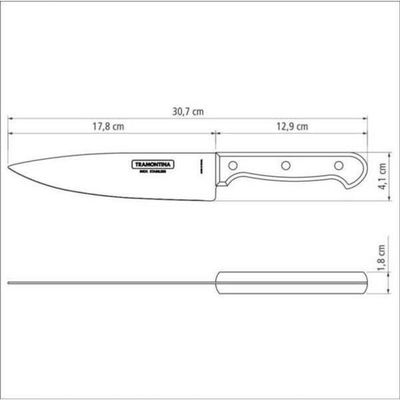 Faca Chef Tramontina Polywood 7 Aço Inox Vermelho