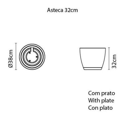Vaso Tramontina Asteca Em Polietileno Concreto Com Prato 32cm