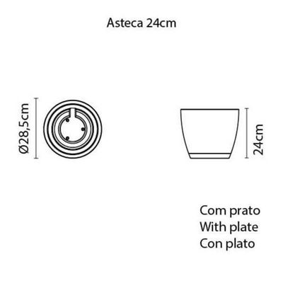 Vaso Tramontina Asteca Em Polietileno Concreto Com Prato 24cm