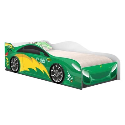 Cama Carro Menino Verde Solteiro Com Colchão