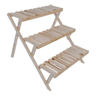 Estante Tripla Decorativa Em Madeira Pinus Floreira Treliça