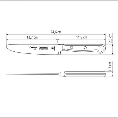Faca Para Churrasco Jumbo Tramontina Century Com Lâmina Em Aço Inox E Cabo Em Policarbonato E Fibra De Vidro 5
