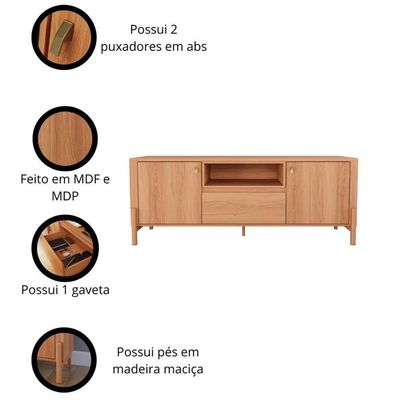 Rack Para Até 70 Polegadas 1 Gaveta E 2 Portas Gliss 1,83m Lukaliam Móveis Jequitiba Jequitiba