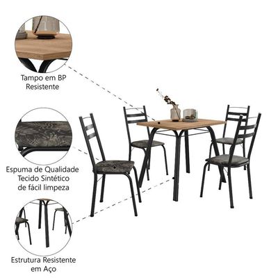 Conjunto De Mesa Sala De Jantar Com 4 Cadeiras