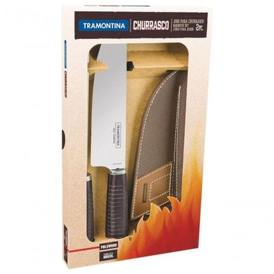 Jogo De Facas Tramontina Aço Inox Polywood Castanho 2 Peças