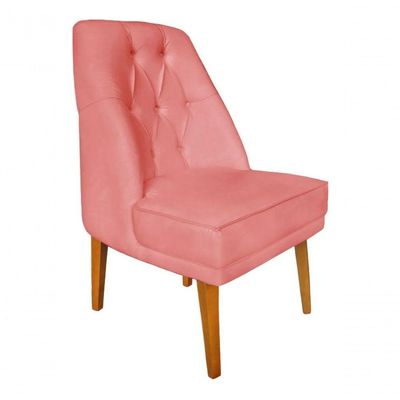 Cadeira Para Sala De Jantar Escritório Estofada Berlim Retro Suede Rosa Bebê Eli Móveis E Decoração