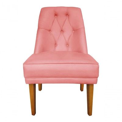 Cadeira Para Sala De Jantar Escritório Estofada Berlim Retro Suede Rosa Bebê Eli Móveis E Decoração