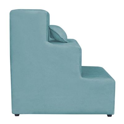 Escadinha Pet 3 Degraus Cachorro E Gato Veludo Azul Turquesa