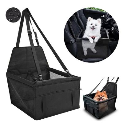 Cadeirinha Pet Transporte Assento Cachorro Gato Carro Viagem Passeio Dobrável Com Bolso Preta