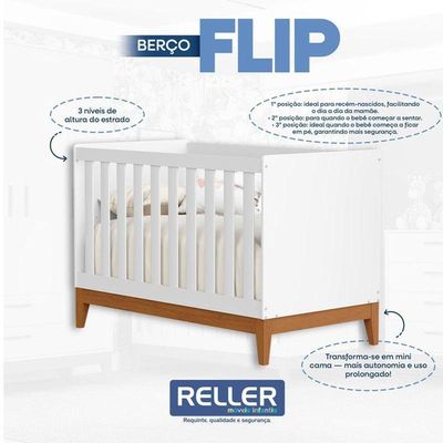 Berço Americano Flip Branco Acetinado - Reller