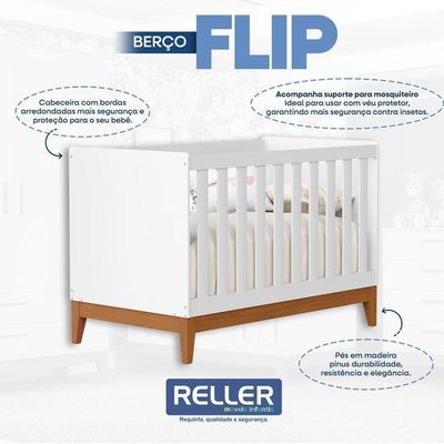 Berço Americano Flip Branco Acetinado - Reller