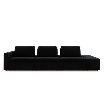 Sofá Ilha com Encosto e Almofadas Móveis Olimpo 365cm Modulado Veludo Preto G45 - Gran Belo