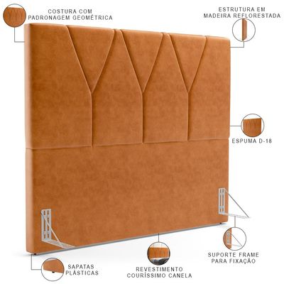 Cabeceira Cama Box Casal  Queen 160 cm Aurora W01 Couríssimo Canela - Lyam Decor
