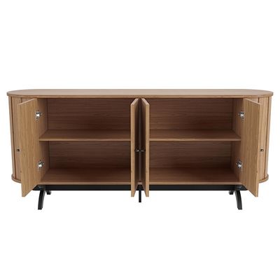 Balcão Buffet Para Sala De Estar Curvo 04 Portas Romagna 180cm D03 Freijó Preto Fosco - Lyam Decor