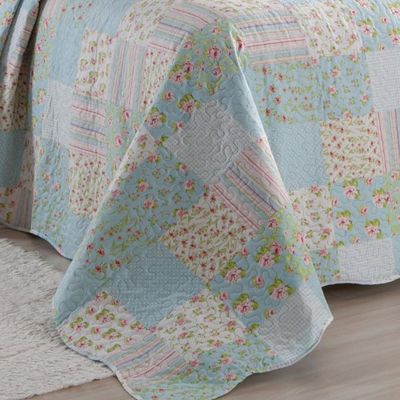 Kit Cobre Leito Colcha Casa Scarpa Mix Queen Estampado Dupla Face Floral 3 Peças - Karina
