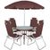 Conjunto Noronha 4 Cadeiras em Aluminio + Mesa + G-sol Marrom Bel Único