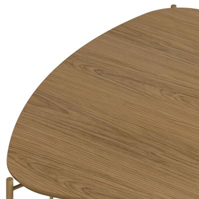 Mesa de Centro Para Sala de Estar Baixa Pés Industrial Dourado Alef I03 Louro - Lyam Decor