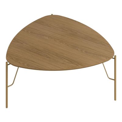 Mesa de Centro Para Sala de Estar Baixa Pés Industrial Dourado Alef I03 Louro - Lyam Decor