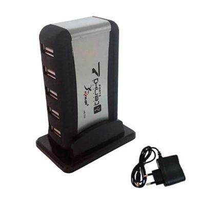 Mini Hub USB 2.0 Com 7 Portas em Torre com Fonte De Alimentação