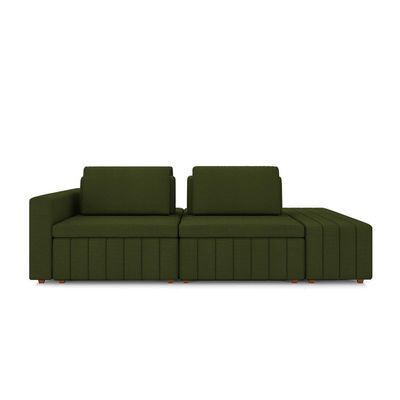Sofá Ilha com Encosto e Almofadas Móveis Olimpo 285cm Modulado Linho Verde G45 - Gran Belo