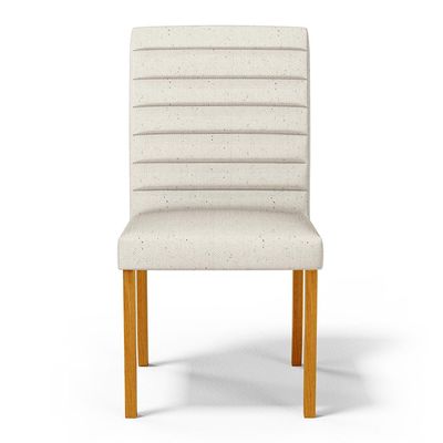 Kit 5 Cadeiras de Sala de Jantar Estofadas Veiga Madeira Maciça Linho Off White G78 - Gran Belo